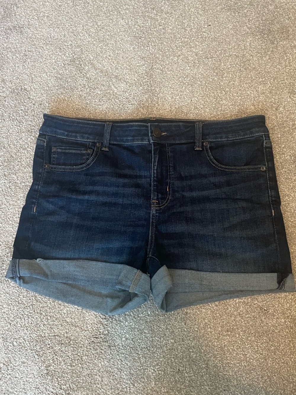 American Eagle Outfitters Dark Indigo Rolled Hem Jean Shorts